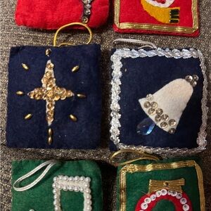 VINTAGE 70’s Festive Felt Christmas Ornaments Set handmade